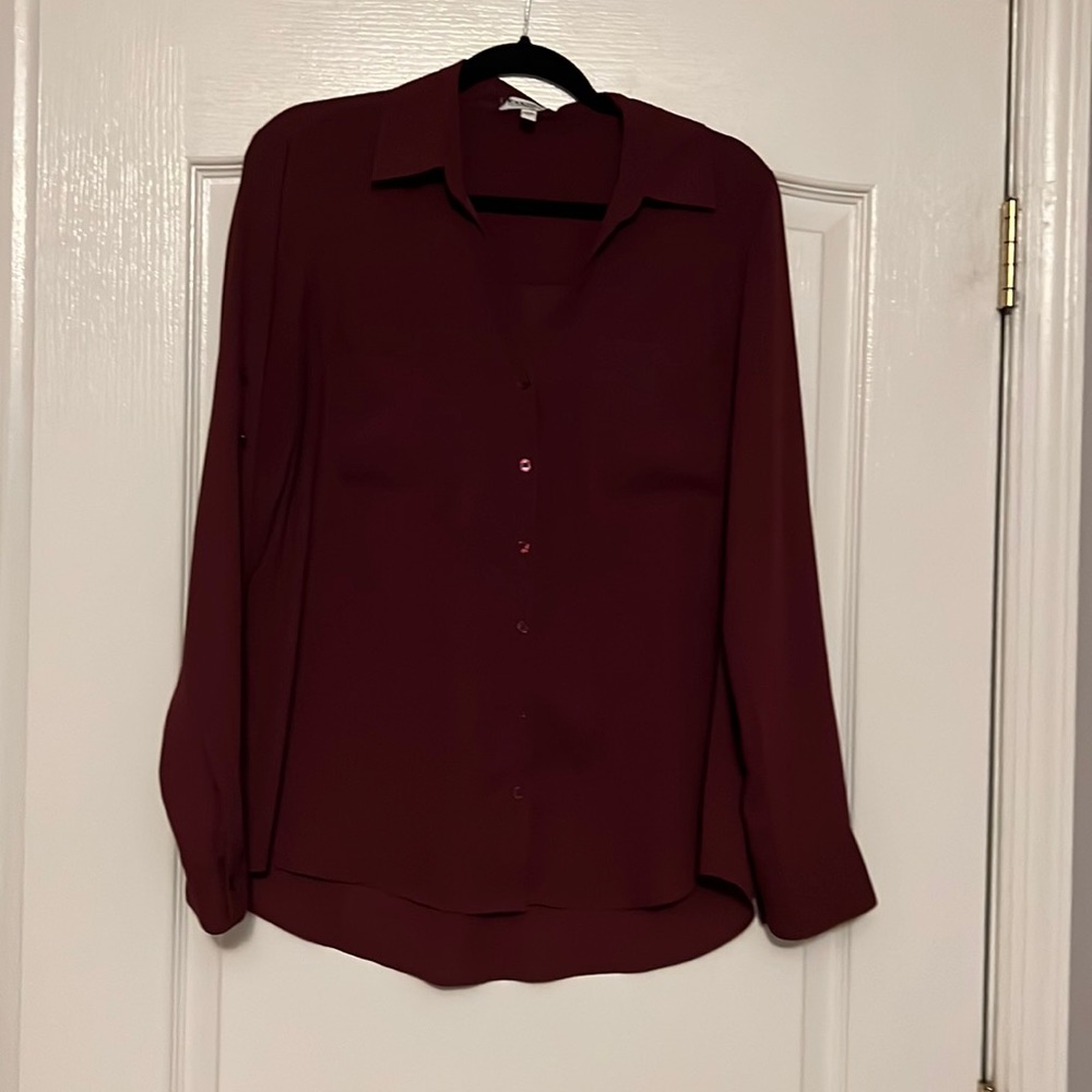 Large Express Portofino maroon/burgundy blouse Like new